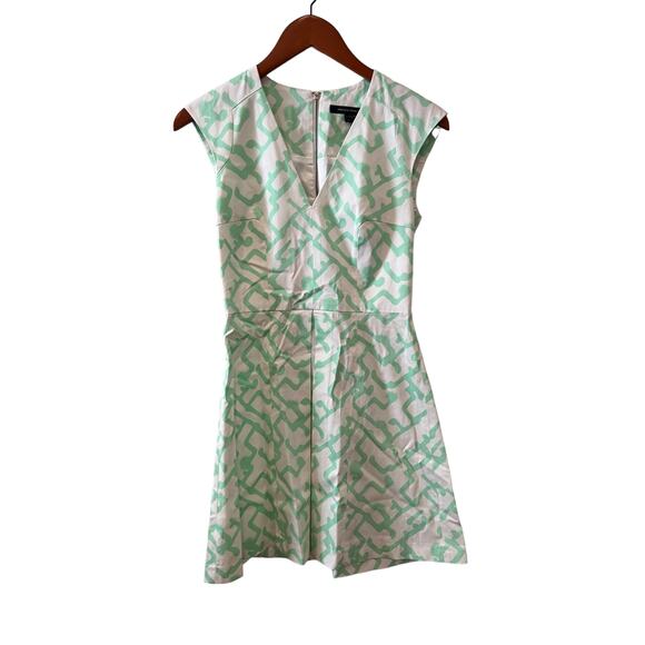 French Connection Cotton Cap Sleeve Summer Dress Mint White 2 - Picture 1 of 6